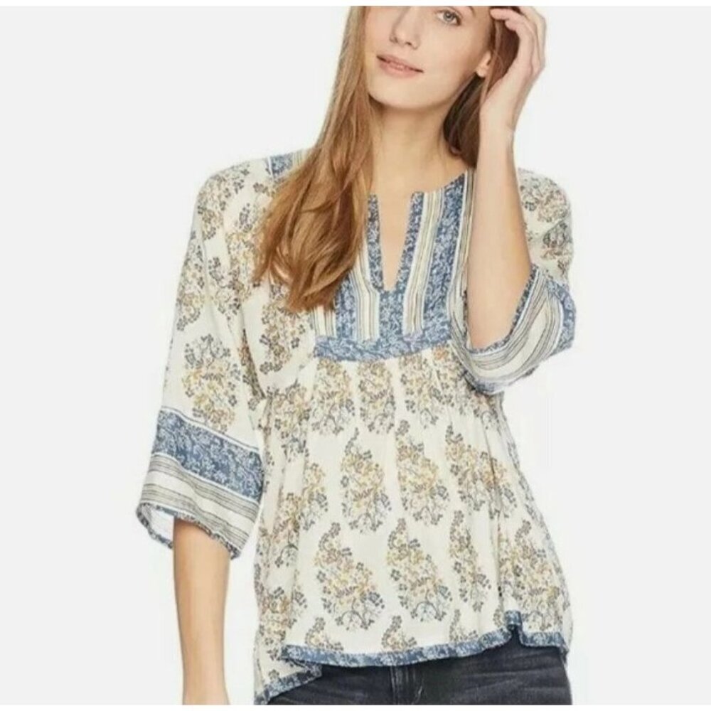 Lucky Brand Womens Sz Small Boho Babydoll Flared Sleeve Casual Hippie Tunic Top